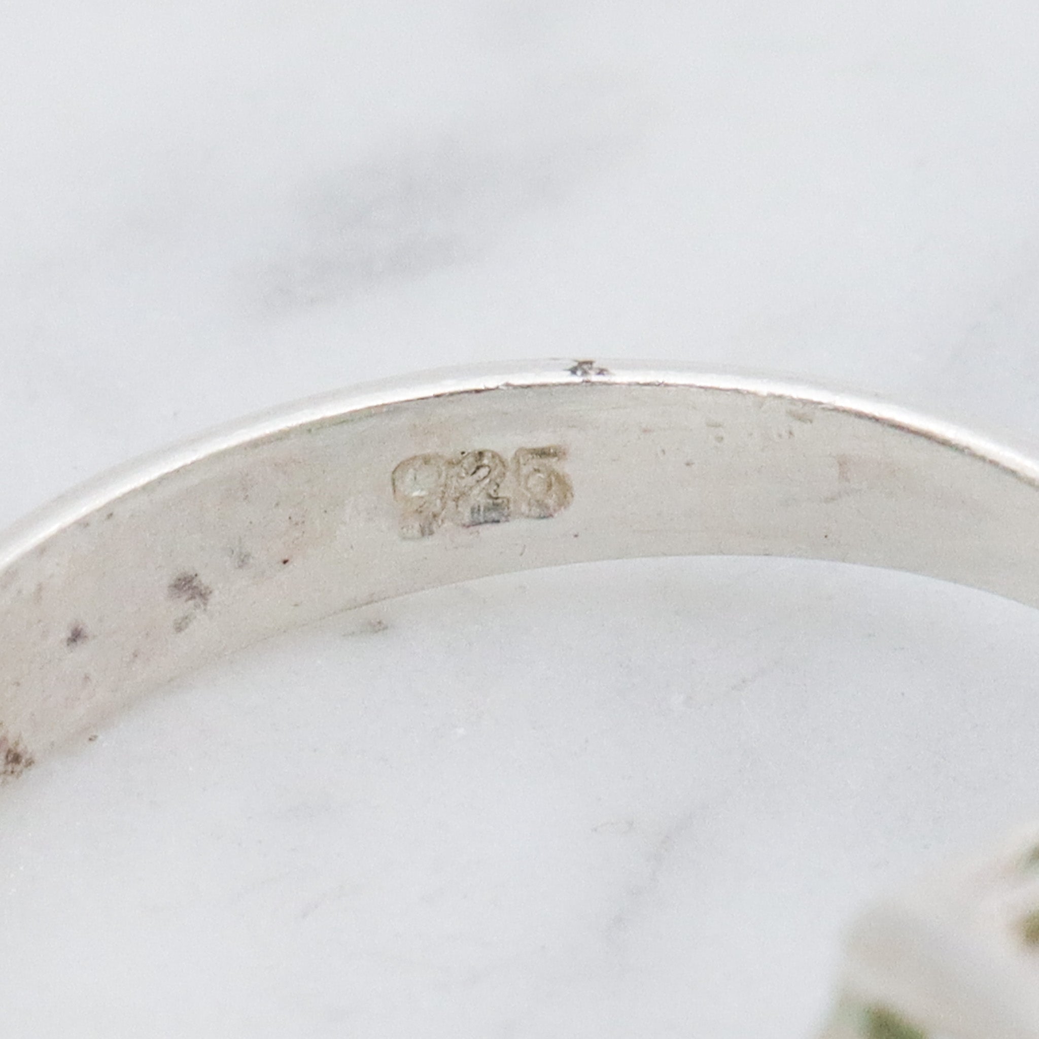 Vintage sterling silver chalcedony & cubic zirconia cocktail ring, sz 7